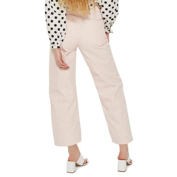Topshop Wide Leg Crop Jeans Pants Cotton Stripe 32 - Picture 2 of 3